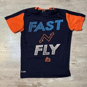RBX Fast N Fly Navy Blue Orange Athletic Tee Size 7 Years